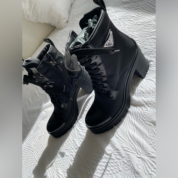Prada re-nylon and leather combat booties size 37. Brand new in box with tags - Picture 5 of 11